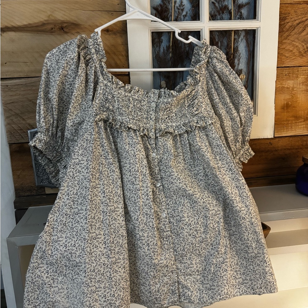 Doen Floral Blouse in Blue and White